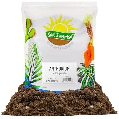 Soil Sunrise Anthurium Plant Potting Soil Mix (4 Quarts) Indoor Houseplant Custom Blend for Flowering Anthuriums - size: 4 Quarts
