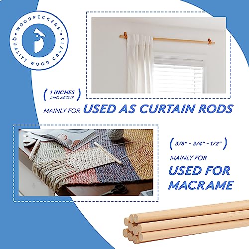 Woodpeckers Birch/Poplar Wood Dowels, 3/16 Inch x 18 Inch, Pack of 25, Unfinished Hardwood, Strong Wood Rods for Crafts & DIY Projects - color: Pack of 25, size: 3/16" x 18" Dowels