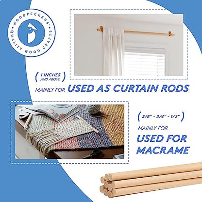 Woodpeckers Birch/Poplar Wood Dowels, 3/16 Inch x 18 Inch, Pack of 25, Unfinished Hardwood, Strong Wood Rods for Crafts & DIY Projects - color: Pack of 25, size: 3/16" x 18" Dowels