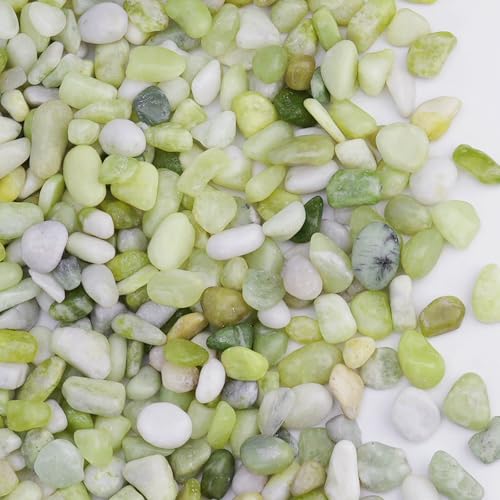 Pulovin 5 lbs Jade Pebbles for Indoor Plants, Decorative Pebbles for Bamboo, Vase, 3/8" Plant Gravel for Pots Indoor, Highly Polished Small River Rocks - color: Jade