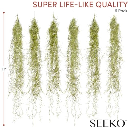 SEEKO Succulents Fake Spanish Moss 6 Pack – Artificial Hanging Moss Decor