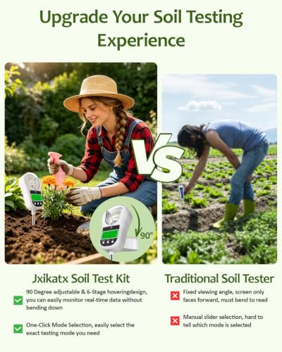 7-in-1 Soil Test Kit, Soil Moisture Meter/pH Meter/Light Intensity/Fertility/Air & Soil Hygrometer Temperature with Large Dual Display for Garden,Lawn, Farm, Indoor Outdoor Plants-Warm White | Soil Moisture Meter/pH Meter/Light Intensity/Fertility/Air & S
