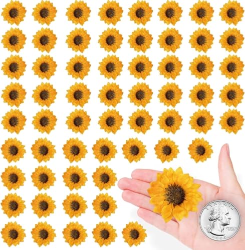HEISENLIN 60PCS Natural Yellow Dried Sunflowers for Resin Crafts Embellishments, Pressed Dry Sunflowers for Crafts DIY Epoxy Resin Mold Jewelry Candle Scrapbooking Card Making Home Wedding Decoration - color: Yellow