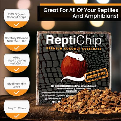 ReptiChip Reptile Substrate Coconut Chip Bedding 72 Quart Compressed Organic Coco Husk Block for Snake Habitat, Ball Python Terrarium, Turtle Tanks, Tortoise Enclosure (3 Pk) - size: 3 Pack Breeder Bundle
