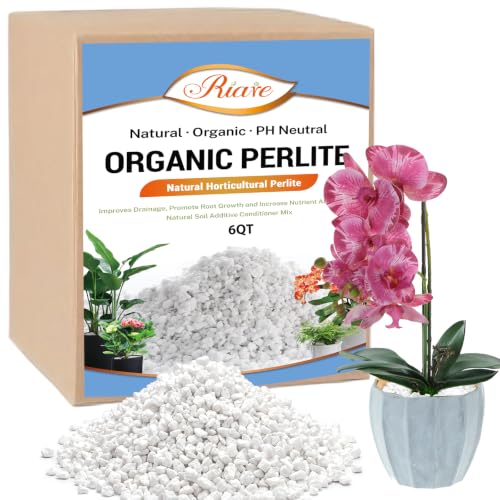 Riare 6QT Organic Perlite for Plants, Horticultural Perlite Soil Amendment - size: 6Quarts