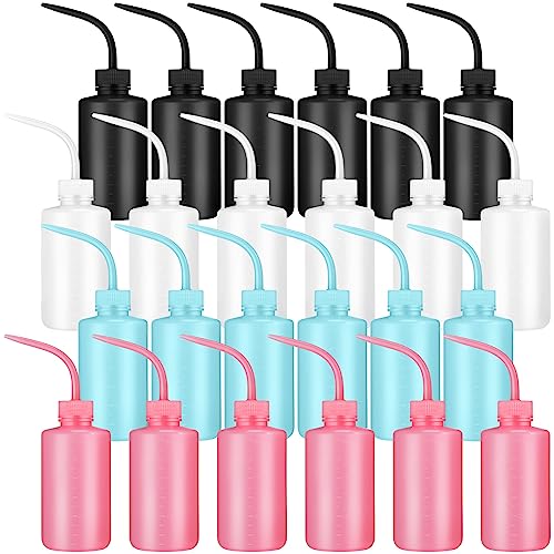 Dandat 24 Pcs Tattoo Squeeze Bottle, Lab Wash Bottle Plastic Safety Water Squirt Lash Rinse Cleaning Succulent Watering Irrigation Bottles for Indoor Plants (250 ml,Colorful) - color: Pink, Black, Clear, Blue, size: 250 ml