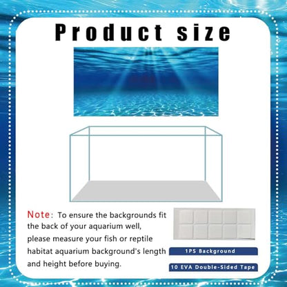 Natural Undersea Aquarium Background, Underwater Ocean Sunlight Fish Tank Background 30X18IN with 8 EVA Double-Sided Tape - color: Ocean, size: 30X18in/75X45cm
