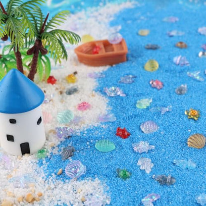 400pcs Mini Ocean Resin Animals, Luminous Tiny Sea Animal Variety Figurines to Hide Miniature Plastic, Marine Animals Miniatures for Aquarium Decor DIY Fairy Garden Fish Tank Micro Landscaping