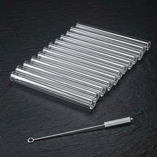 12 Pcs 4 Inch 12mm Diameter 2mm Thickness Clear Glass Tubing, Borosilicate Glass Tubes with 1 Cleaning Brush for DIY Making Glass Crafts - size: 4 inches