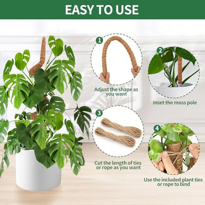 2 Pack Moss Pole 48 Inch Monstera Plant Sticks Support Tall Long Stakes | for Plants Climbing Indoor Large Trellis Bendable DIY Shape Grow Upwards - color: 48inch (2Pack)