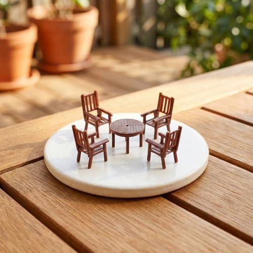 TOYANDONA Mini Table Chair Set 4 Sets Dollhouse Furniture Miniature Table and Chairs for Playhouse Decor Doll House Accessories Mini House Living Room Model 0.78 X 0.78 X 0.55 in