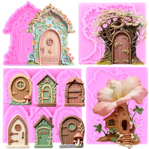 Fairy Garden Door Silicone Mold Flower House Fondant Mold Set Of 4