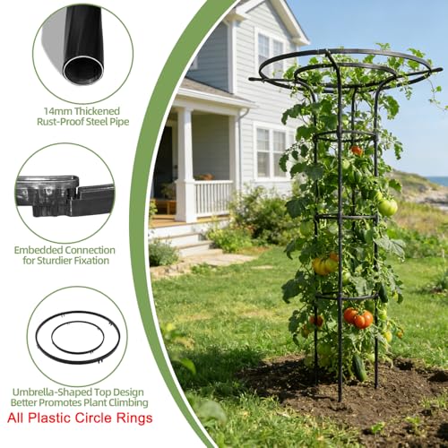 Garden Trellis for Climbing Plants Outdoor,84.6" Tall Umbrella Trellis - color: 6 Floors/Black