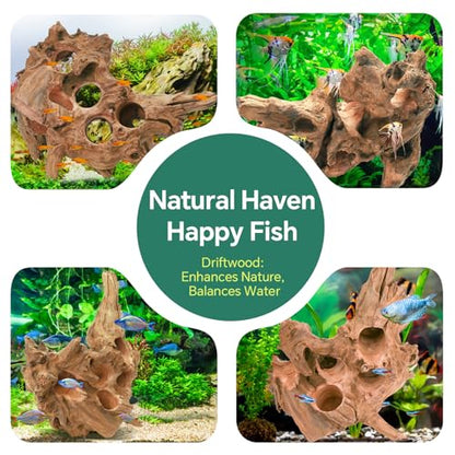 Driftwood for Aquarium Natural Aquarium Wood for Aquascaping Fish Tank Decorations Reptile Tank Decor (Porous Natural Driftwood 11-15“)