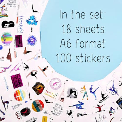 100Pcs Gymnastics Stickers, Water Bottles - Gymnastics Party Supplies, Gifts for Women & Men - color: Gymnastics Stickers
