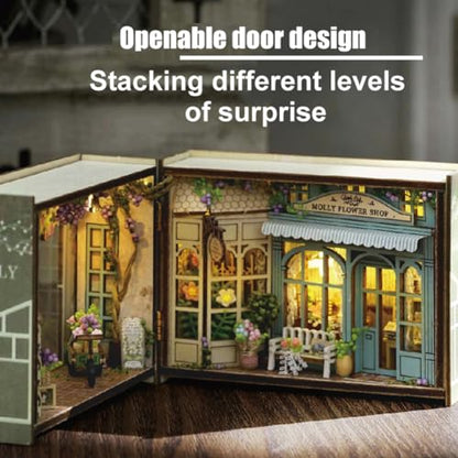 Mini 3D Wooden Doll House Craft Model with LED,DIY Miniature and Furniture Dollhouse Kit,Creative Room Idea for Valentine's Day Birthday Gift (Molly Garden) - color: Molly Garden