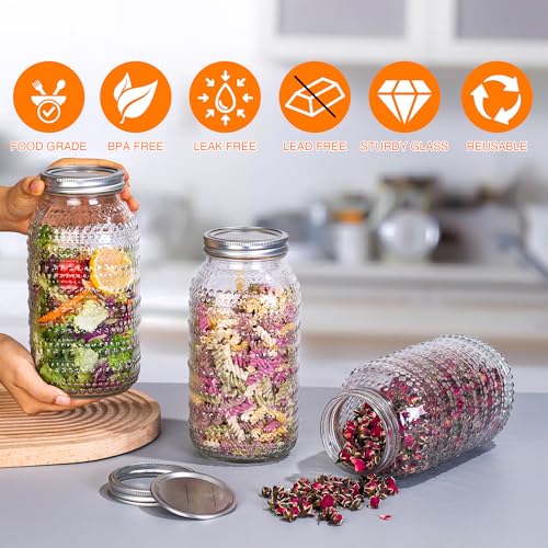 WACOI Mason Jars 64 Oz Wide Mouth with Lids 3 Pack, Large Half Gallon Glass Canning Jars for Fermenting, Pickling, Storing Food, Meal Prep, Salad Jam