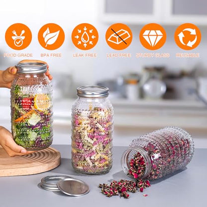 WACOI Mason Jars 64 Oz Wide Mouth with Lids 3 Pack, Large Half Gallon Glass Canning Jars for Fermenting, Pickling, Storing Food, Meal Prep, Salad Jam