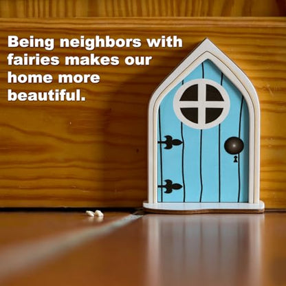 M METERXITY 2-Pack Fairy Door, Wooden Miniature Fairy Garden Door Outdoor [Light Green, Sky Blue] - color: Light Green, Sky Blue