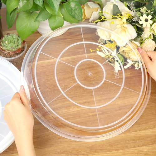 FUIJOL Clear Plant Saucer 12 14 16 18 20 Inch, Durable Plant Drip Trays Saucers for Pots, No Holes Water Catcher Trays for Indoor Outdoor Planter, Sturdy Base Plate(14", Clear) - size: 14"-6Pack