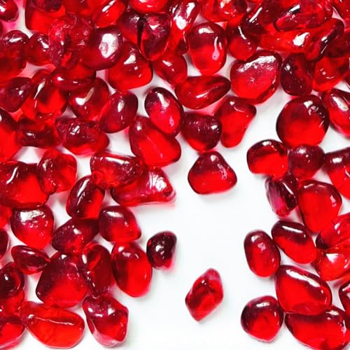 0.89LB Red Aquarium Glass Stones Sea Glass Pebbles for Fish Tanks Decorations Aquarium Gravel Fish Tank Rocks, Glass Gems Stones Beads Pebbles Rock Sand for Vase Filler Fish Turtle Tank Decorations - color: Red