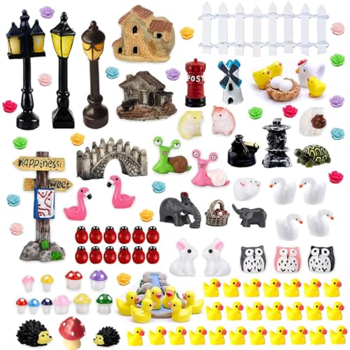 150 Pieces Mini Fairy Garden Decor Accessories Micro Landscape Ornaments Kit Miniature Fairy Garden Animals DIY Supplies for Succulent Decoration