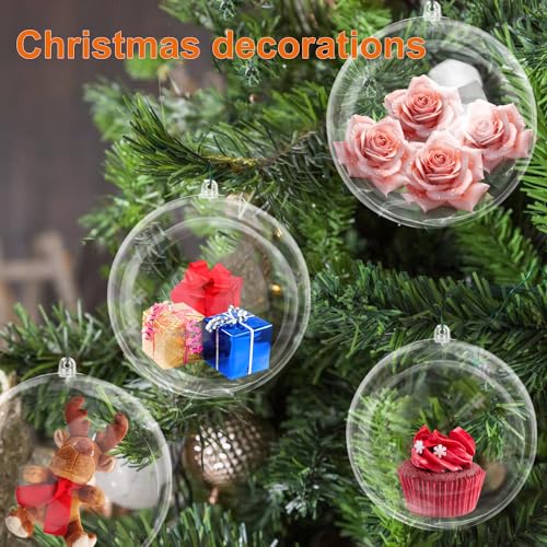 20 Pcs 4.72 Inch Clear Acrylic Fillable Balls, Christmas DIY Fillable Ornaments Balls, Acrylic Ornaments Ball for Christmas, Holidays, Weddings, Parties, and Home Decor - size: 20 Pcs 4.72 Inch Fillable Balls