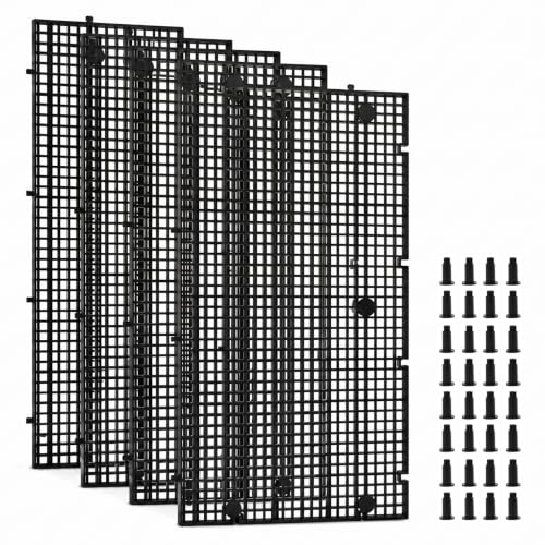 LINLAN 4 Pieces High-Density Aquarium Grid Plastic with 24 Brackets, Fish Tank Divider, Egg Crate for DIY Filtration and Bottom Protection in Aquascaping - size: 4pcs