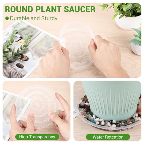 GREANER 30 Packs Clear Plant Saucers, 5 Inch Plastic Trays for Plants, Heavy Duty Drip Trays for Potted Plants, No Holes Pot Trays for Indoor Outdoor Plants - size: 5 Inch