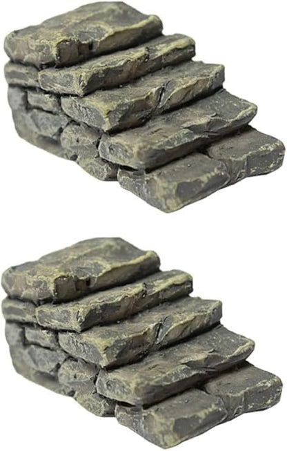 2Pcs Mini Resin Bridge Stair Stone Straight Bridge Stairs Stone Steps Garden Fairy Ornament Flower Pot Plant Micro Landscaping Decor Bonsai Craft Outdoor Statues Outdoor Decor, Decorations