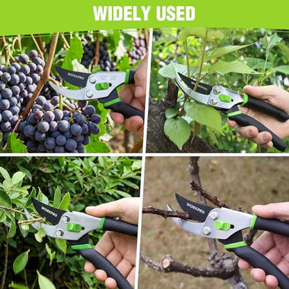 WORKPRO 8.5" Bypass Pruning Shears, Garden Shears with Non-Slip Grip Handle | Heavy Duty Garden Clippers with High Carbon Steel for Branches, Flowers, Fruits, Plants, Gardening Gifts for Women Men