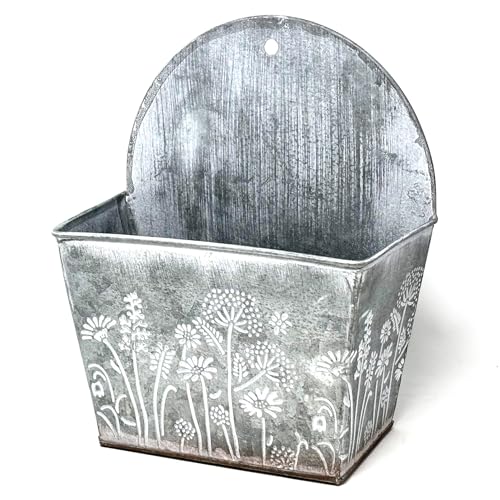 allgala Galvanized Planter Wall Mount Hanging Pot Indoor and Outdoor Decoration-Wall Grey-7"-HD88328 - size: 7"