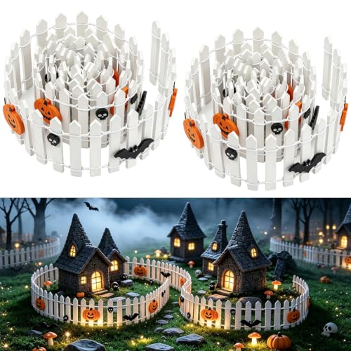 2 PCS 35 Inch Mini Halloween Garden Fence - color: 2 Pcs Halloween White