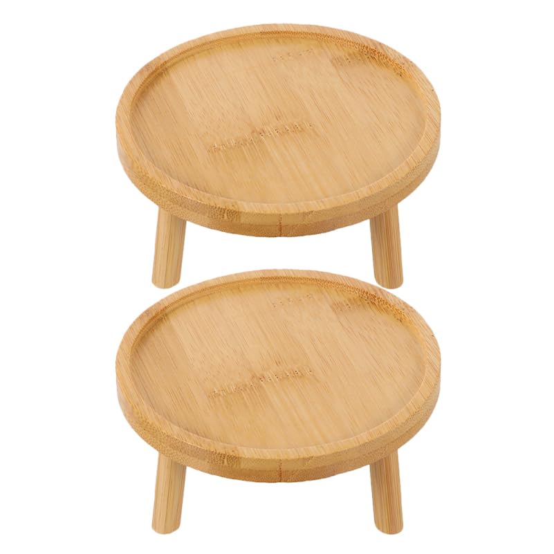 balacoo Solid Wood Plant Stand 2 Pack 5.11 inch Flower Pot Stand and Plant Riser for Indoor Use Wooden Holder for Living Room Balcony Desk Window Sill Natural Finish