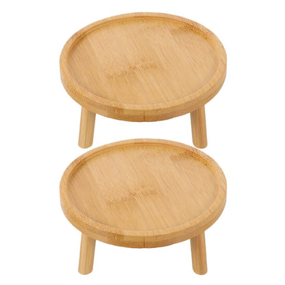 balacoo Solid Wood Plant Stand 2 Pack 5.11 inch Flower Pot Stand and Plant Riser for Indoor Use Wooden Holder for Living Room Balcony Desk Window Sill Natural Finish