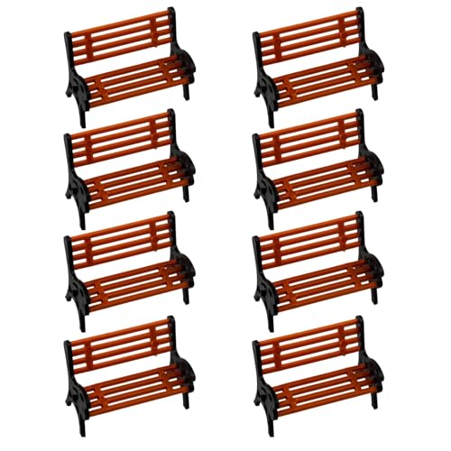 8 PCS Park Street Bench Set Model Scene Decoration Scene Accessories for Train Station Platform Miniature Garden Decorations,Cute Miniature Architectural Models