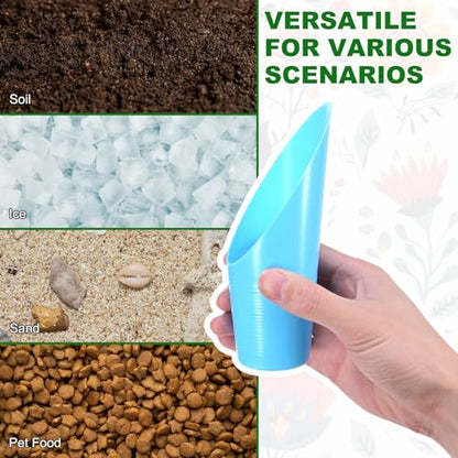 M METERXITY 6-Pack Bonsai Soil Scoops, Plastic Garden Soil Scoops Bucket Shovel Potting Scoopers for Transplanting/Flower Planting/Plant Succulent, Colorful Small Gardening Tools [Blue] - color: Blue