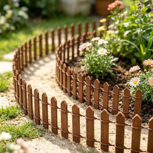 Markeny 4 Pack 35.4 Inche Long Fairy Garden Fence, White Wood Picket Fence, Decorative Fence for Miniature Garden, Fairy Garden Ornaments, Wooden Crafts DIY