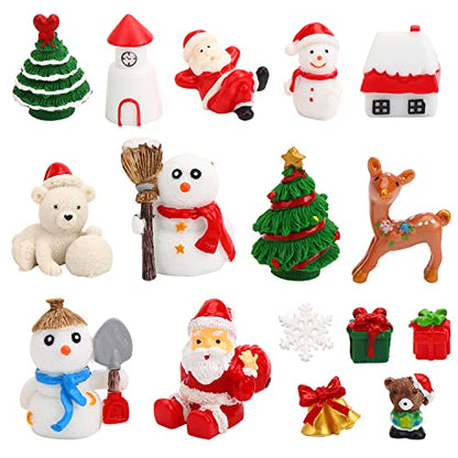 DIYASY Christmas Miniature Figurines,40 Pcs Mini Crafts Resin Santa Claus Snowman Elk Ornaments Kit for DIY Christmas Fairy Garden and Snow Globes - color: Multi Xmas