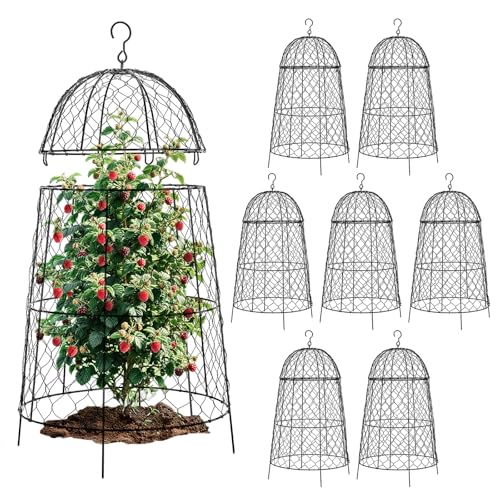 Plant Protector Chicken Wire Cloche 8 Psc, 20×12.6in Large Garden Plant Cage Protector, Split Design and Anti-Rust Coated Metal Plant Cover for Outdoor Plants, Wire Plant Protectors from Animals - size: Set of 8 (20 inch high)