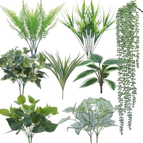 16PCArtificial Greenery Shrub Stems Fake Flower Plants for Outdoor - color: Mixed 16pcs