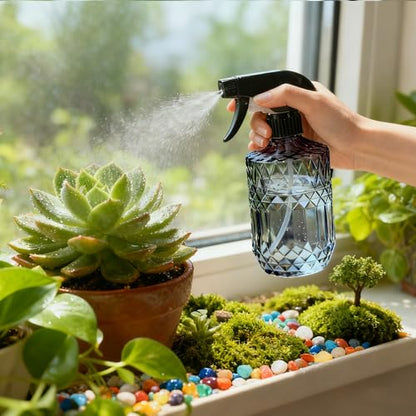 Glass Plant Mister Bottle, 15oz, Dark Grey, Adjustable Nozzle | Refillable Spray Bottle, Small Handheld Water Spray Bottle for Indoor Flowers, Outdoor Gardening, Cleaning, Pets Care, Hair - color: Dark Grey