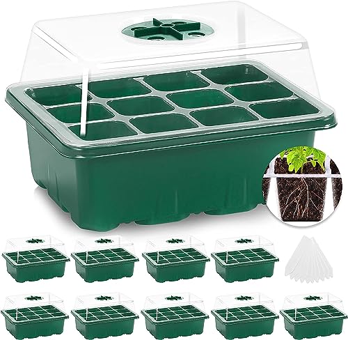 MIXC 10 Pack Seed Starter Tray, 120Cell Stater Kit with Humidity Dome Green - color: Green, size: 12 Cell