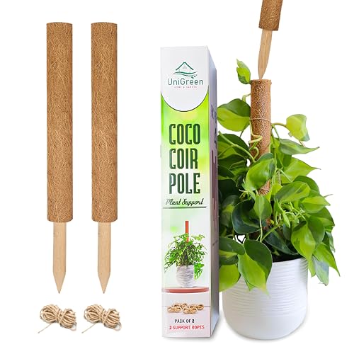 UNIGREEN 2Pack 30'' Premium Moss Pole, Coir Totem Poles for Indoor Plants, 18'' Moss Sticks, Garden Ties - Support and Train Creepers and Climbing Plants - color: 2Pack 18'' (Stackable)