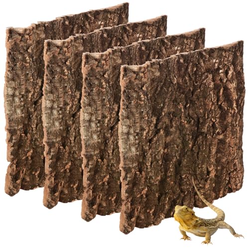 JMIATRY 4PCS Reptile Cork Bark 12x12 Inch Large Cork Bark Flats for Reptile | Natural Cork Background forTerrarium, Reptile Terrarium, DIY Background Climbing Wall, Gecko Snake Vivarium Decor