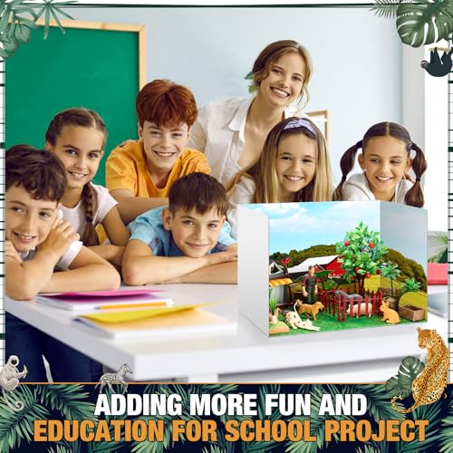 Soulchen 58 Pcs Diorama Kit Farm Diorama Box Supplies Include Animals Figures Model House Fruit Trees Vegetable Gardens Ponds Animal Pens Farm Vehicles Tillage Equipment for Birthday Gift Crafts - style: Farm Animal