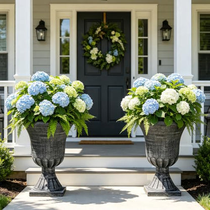 Autodaya 22" Tall Urn Planters for Outdoor Plants Set of 2 Large Flower Pot - color: Washed Black-22"h