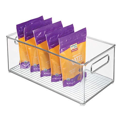 mDesign Deep Plastic Kitchen Storage Organizer Container Bin for Pantry, Cabinet, Cupboard, Shelves, Fridge, or Freezer - Holds Dry Goods, Sauces, Condiments, Drinks, Ligne Collection, 8 Pack, Clear - size: 14.5 x 8 x 6