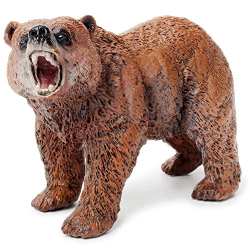 UANDME Grizzly Bear Toys Figurines Set, Plastic Forest Animal Bear Family Figures for Nature Science Learning, Realistic Woodland Creature Party Supplies Cake Toppers, Pack of 3