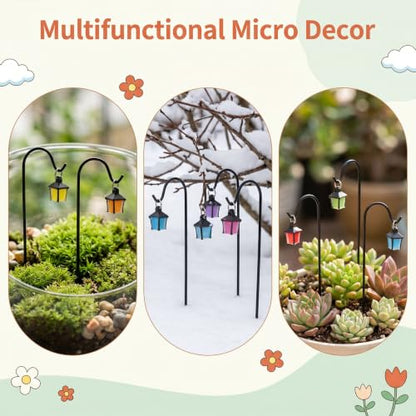 7PCS Miniature Garden Stakes, Dollhouse Lantern Garden Stake | Miniature Street Light Decorative Potted Plant Stake, Garden Fairy Lantern for Pot Micro Landscape Indoor Outdoor Plant Decor